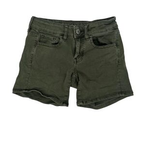 American Eagle Green Super Stretch Midi Jean Shorts Size 00 Women’s